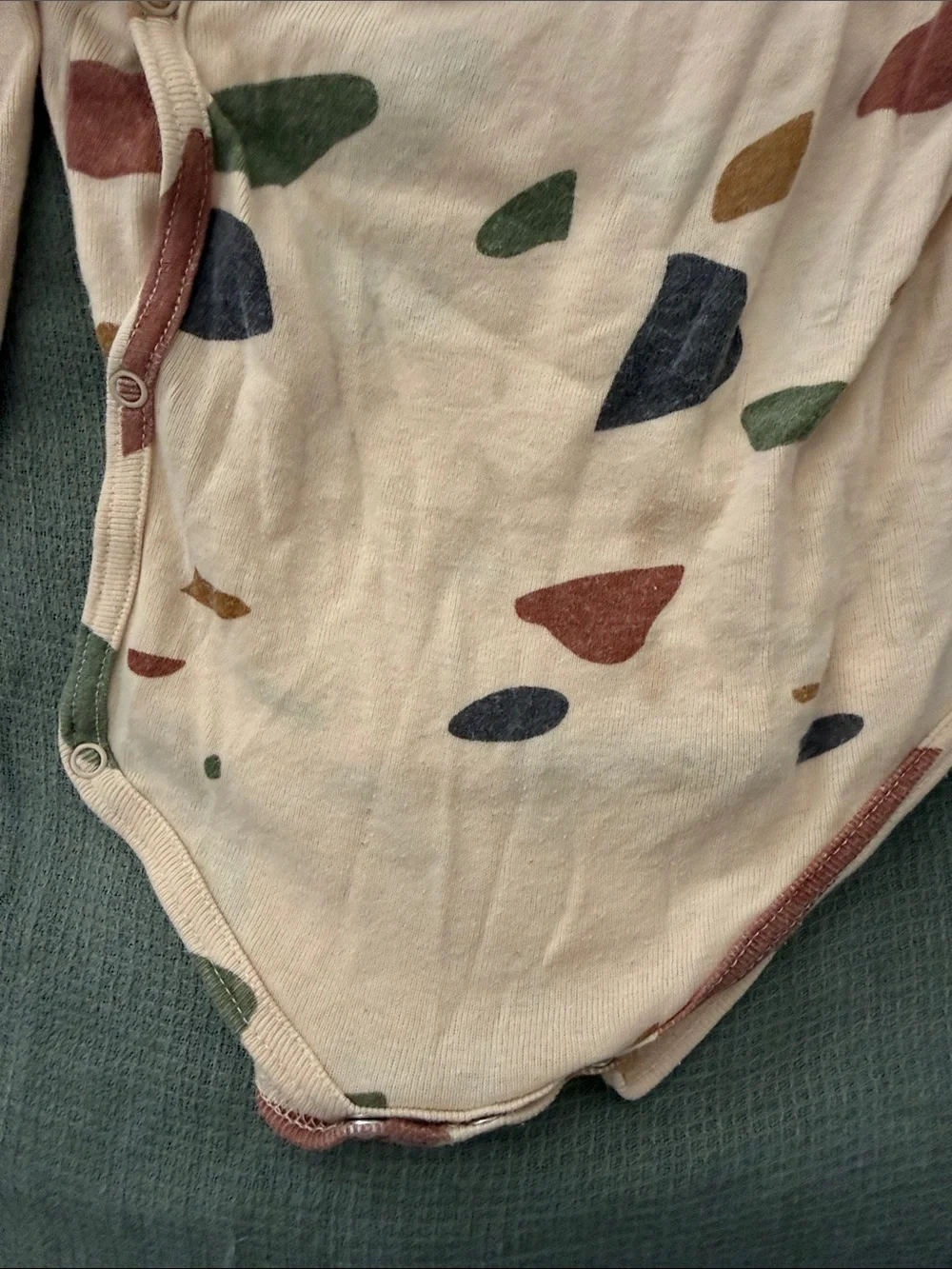 Organic Zoo Beige Long-Sleeve Baby One-Piece with Multi-Spot Print